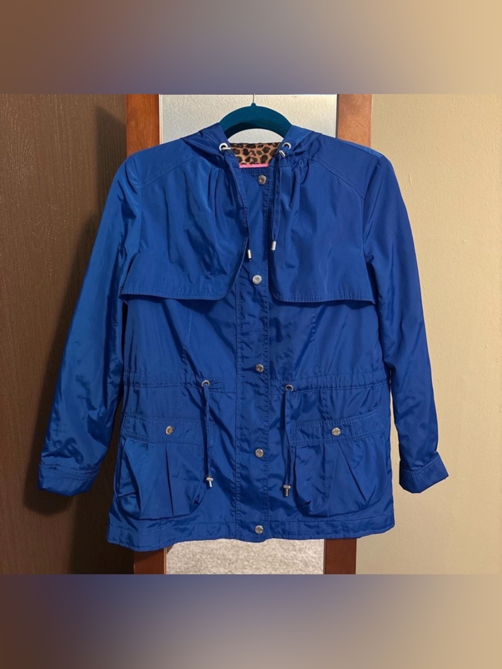Betsey Johnson Navy Blue Rain Coat Size Small